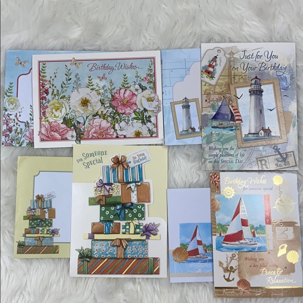 4 Designed Birthday Cards w Matching Envelopes New